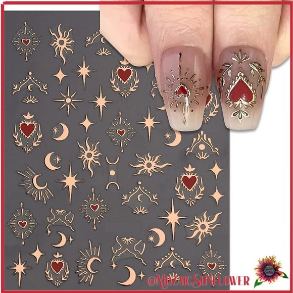 Nail Art 5 𝐅𝐨𝐫 $𝟗  30+ Dimensional Rose Gold Celestial Theme Pieces NEW - Picture 1 of 4